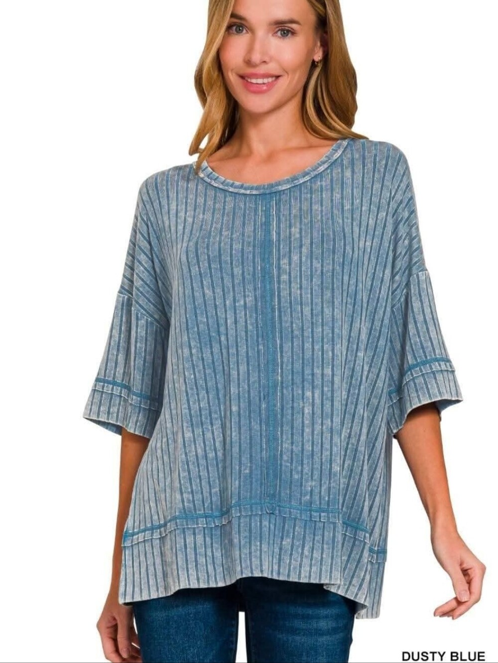 New Zenana Washed Ribbed Top